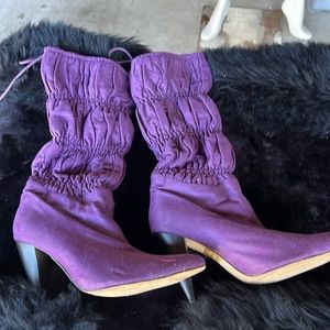 Purple heeled boots